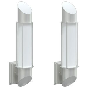 vidaXL Appliques murales d'ext&eacute;rieur 2pcs argent&eacute; acier inoxydable