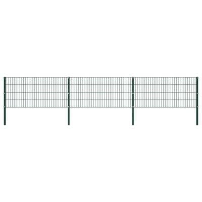 vidaXL Panneau de clôture avec poteaux Fer 5,1 x 0,8 m Vert