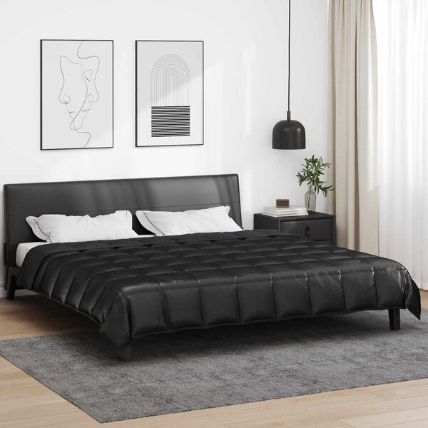 vidaXL Duvet d'&eacute;t&eacute; simple Noir 220 x 260 cm Satin et Microfibre