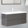 vidaXL Ensemble de meubles de salle de bain Gris brillant Agglom&eacute;r&eacute;