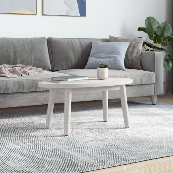 vidaXL Dessus de table blanc 80x40x2,5 cm bois de pin massif ovale