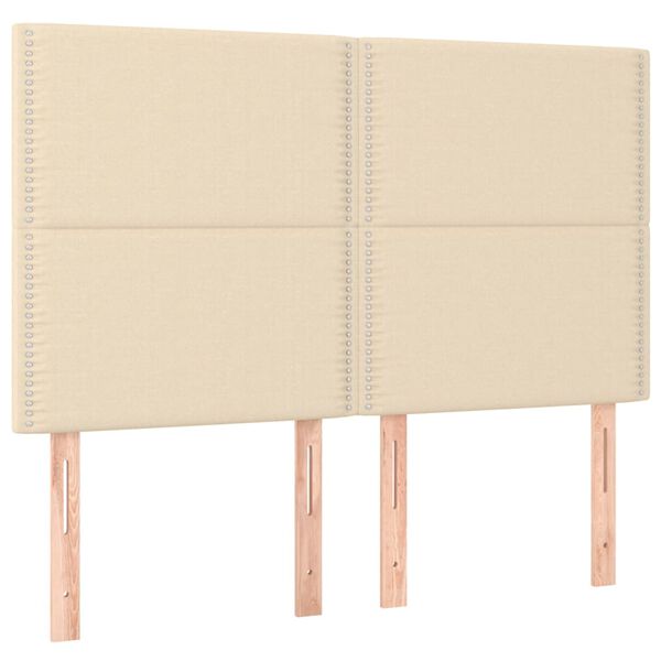 vidaXL T&ecirc;te de lit &agrave; LED Cr&egrave;me 144x5x118/128 cm Tissu