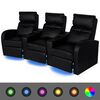 vidaXL Fauteuil inclinable &agrave; LED &agrave; 3 places cuir artificiel noir