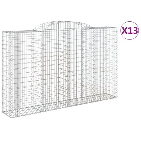 vidaXL Paniers &agrave; gabions arqu&eacute;s 13 pcs 300x50x180/200 cm fer galvanis&eacute;