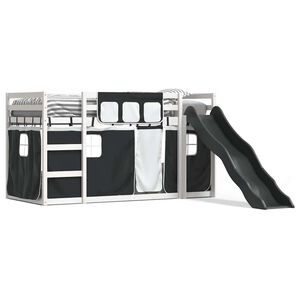 vidaXL Lit superpos&eacute; sans matelas avec toboggan blanc noir 80x200 cm