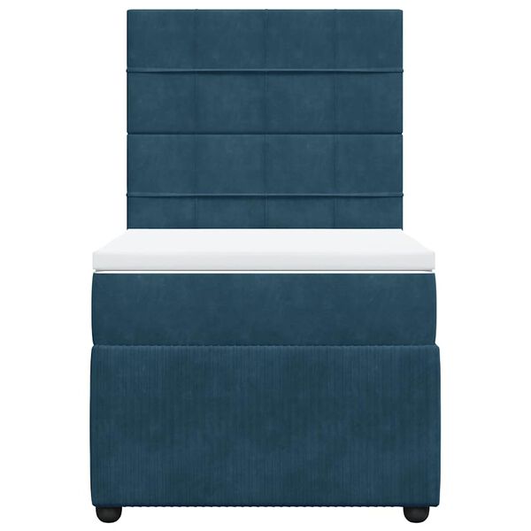 vidaXL Sommier &agrave; lattes de lit avec matelas Bleu fonc&eacute; 90x190 cm
