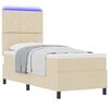 vidaXL Lit &agrave; ressorts avec matelas avec LED Cr&egrave;me 80 x 200 cm tissu