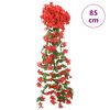 vidaXL Guirlandes de fleurs 3 pcs rouge 85 cm