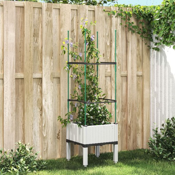 vidaXL Jardini&egrave;re avec treillis blanc 40x40x142,5 cm PP