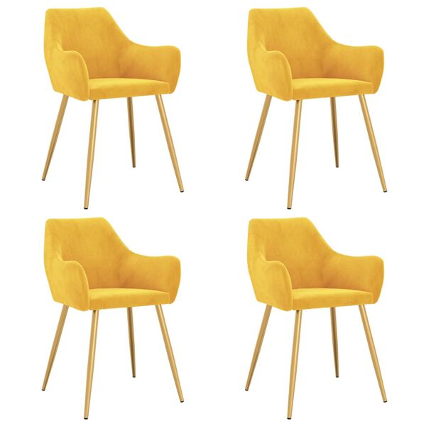 vidaXL Chaises &agrave; manger lot de 4 jaune velours