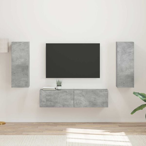 vidaXL Ensemble meuble TV 2 pcs Gris b&eacute;ton Bois d'ing&eacute;nierie