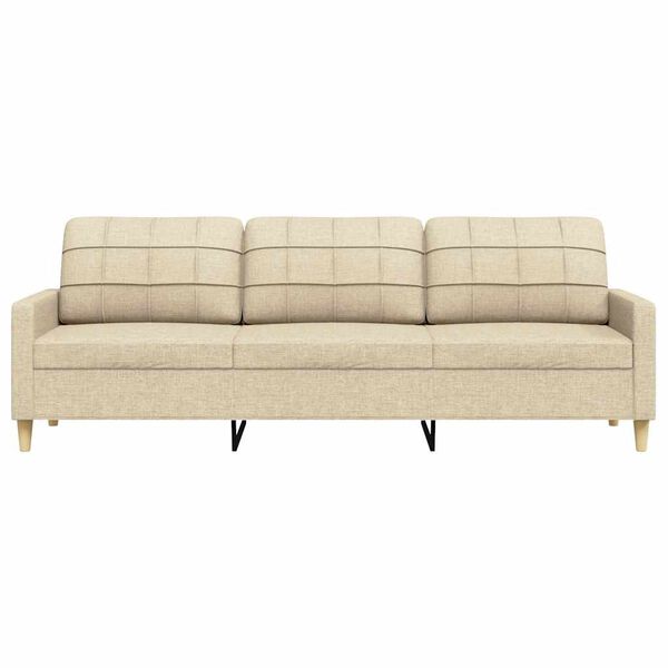 vidaXL Canap&eacute; &agrave; 3 places Cr&egrave;me 210 cm Tissu