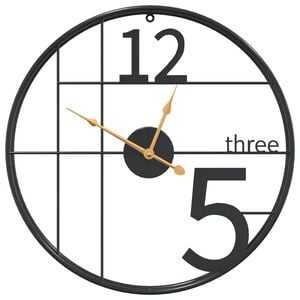 vidaXL Horloge murale noir &Oslash;50 cm fer