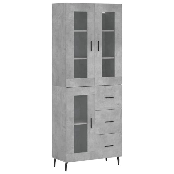 vidaXL Buffet haut Gris b&eacute;ton 69,5x34x180 cm Bois d'ing&eacute;nierie