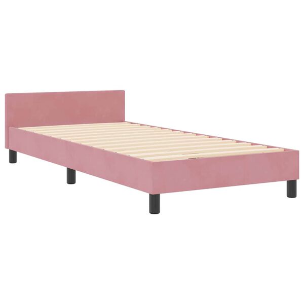 vidaXL Lit &agrave; ressorts avec t&ecirc;te de lit Rose 90 x 190 cm Velours