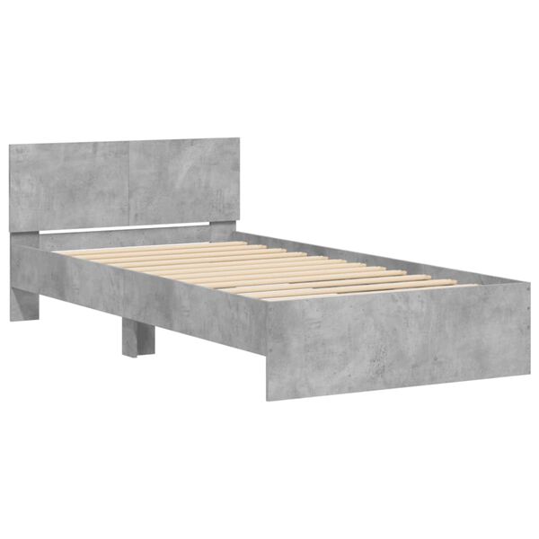 vidaXL Cadre de lit sans matelas avec t&ecirc;te de lit gris b&eacute;ton 100x200cm