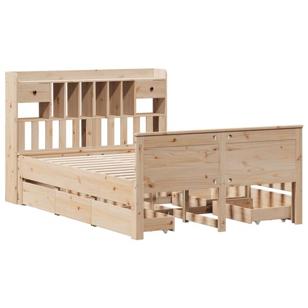 vidaXL Lit biblioth&egrave;que sans matelas 150x200 cm bois massif de pin