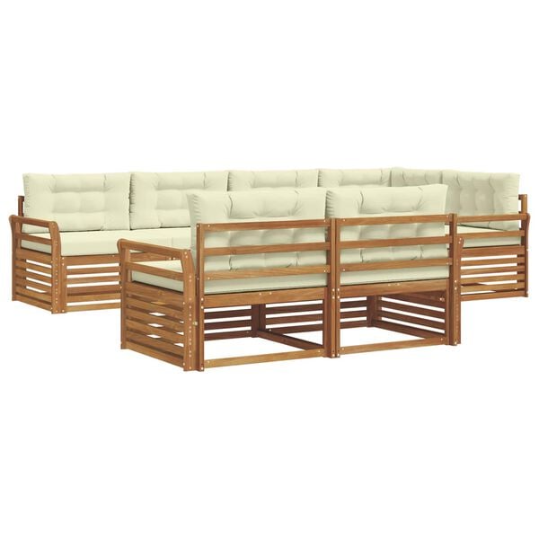 vidaXL Ensemble de canap&eacute;s d'ext&eacute;rieur 7 pcs Naturel et Cr&egrave;me