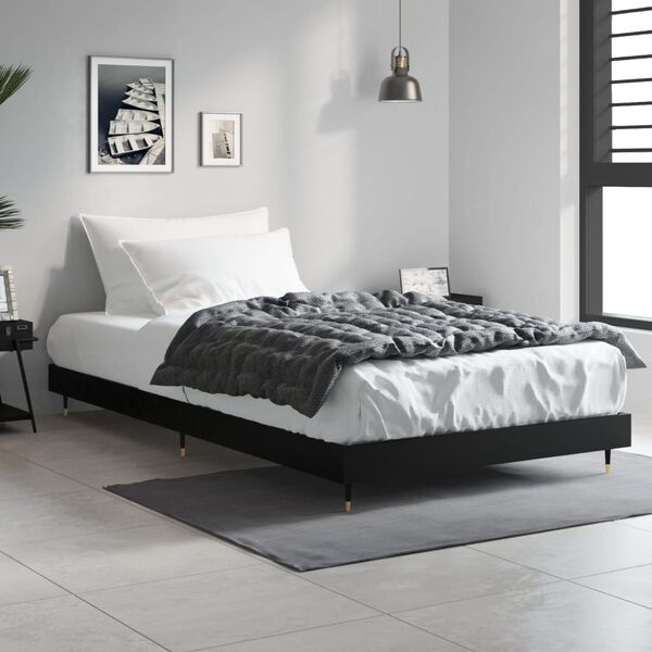 vidaXL Cadre de lit sans matelas noir 90x200 cm bois d'ingénierie