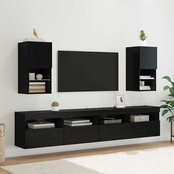 vidaXL Meubles TV muraux 2 pcs Ch&ecirc;ne noir 30,5 x 30 x 60 cm
