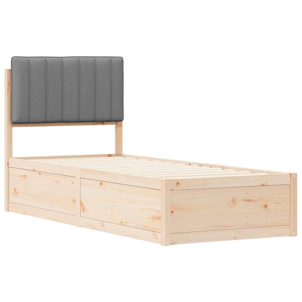 vidaXL Cadre de lit avec t&ecirc;te de lit rembourr&eacute;e Gris clair 75 x 190 cm