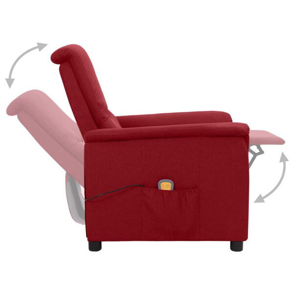 vidaXL Fauteuil de massage Rouge bordeaux Tissu