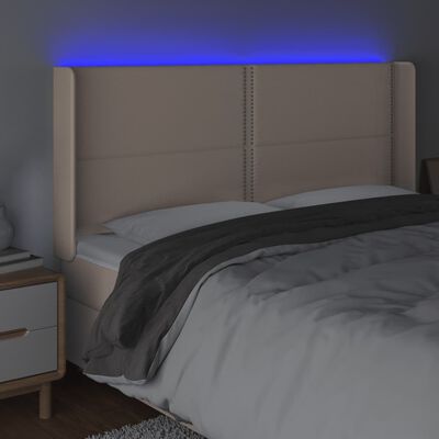 vidaXL Tête de lit à LED Cappuccino 203x16x118/128 cm Similicuir