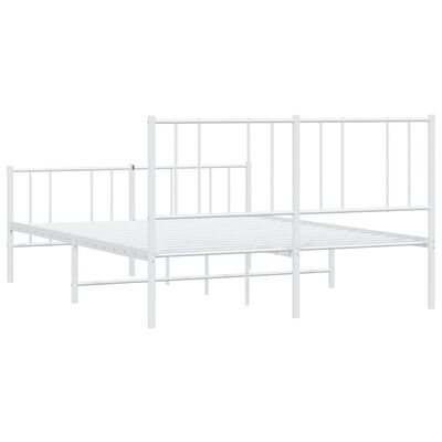 vidaXL Cadre de lit métal sans matelas et pied de lit blanc 150x200 cm