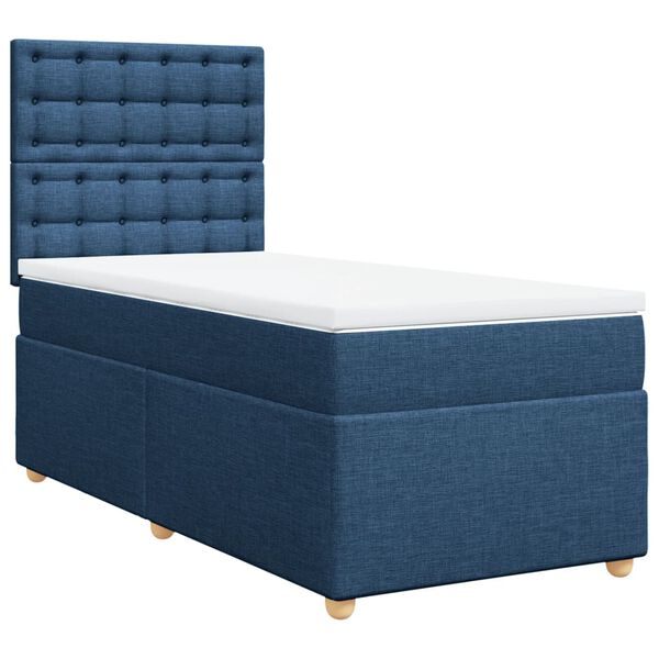 vidaXL Sommier &agrave; lattes de lit avec matelas Bleu 90x190 cm Tissu