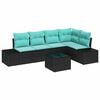 vidaXL Ensemble de canap&eacute; de jardin 6 pc Noir polyrotin