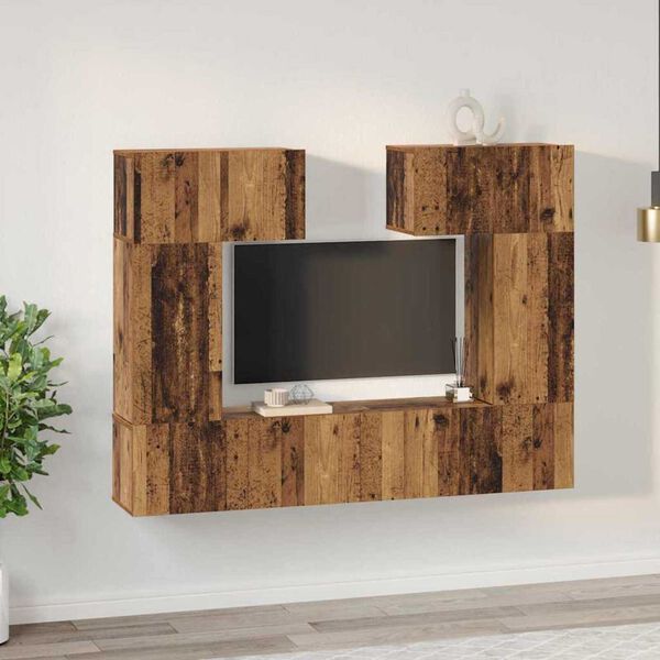 vidaXL Ensemble meuble TV 6 pcs Bois Ancien Bois d'ing&eacute;nierie