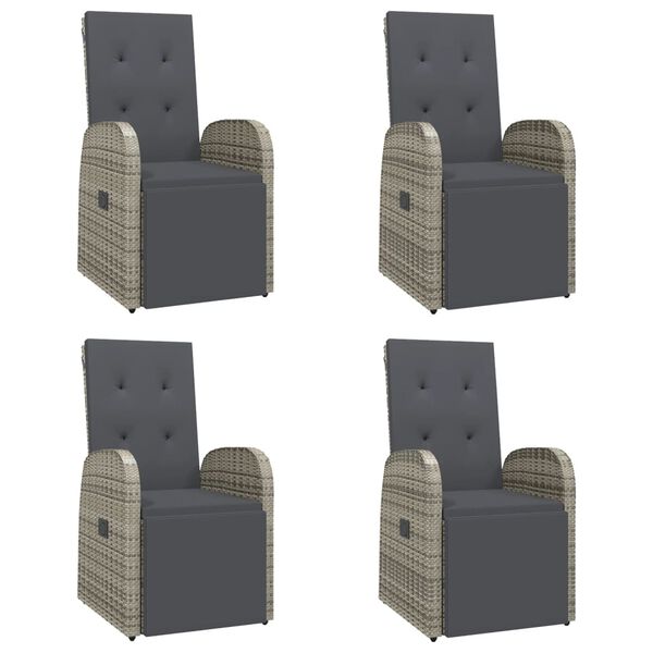 vidaXL Ensemble &agrave; manger de jardin 5 pcs coussins gris r&eacute;sine tress&eacute;e