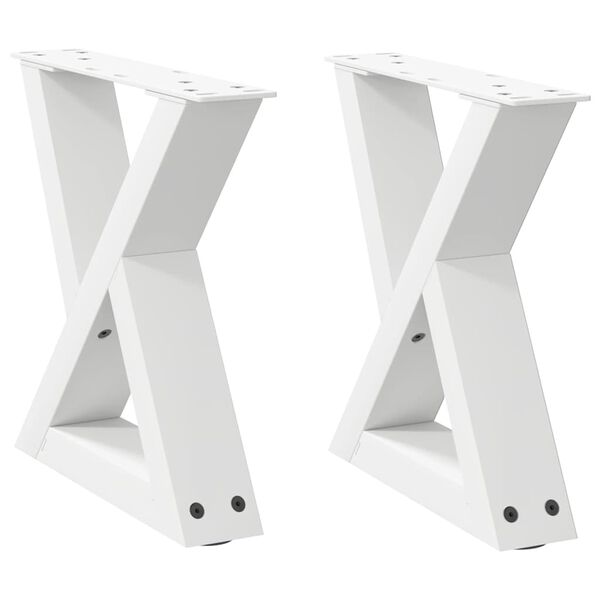 vidaXL Pieds de table basse 2 pi&egrave;ces Blanc 30 x (30-31,3) cm Acier