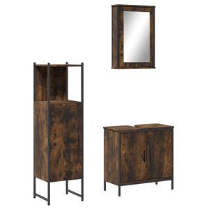 vidaXL Ensemble de meubles de salle de bain 3 pcs Ch&ecirc;ne fum&eacute;