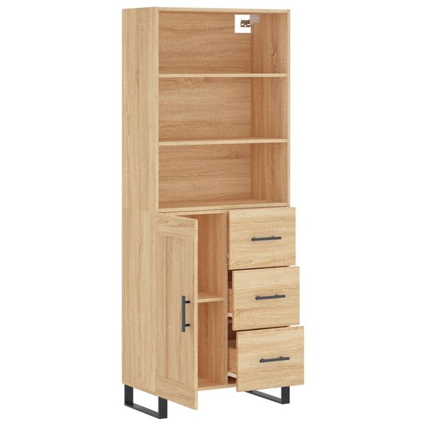 vidaXL Buffet haut Chêne sonoma 69,5x34x180 cm Bois d'ingénierie