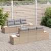 vidaXL Ensemble de canap&eacute; de jardin 7 pcs Beige Poly rotin
