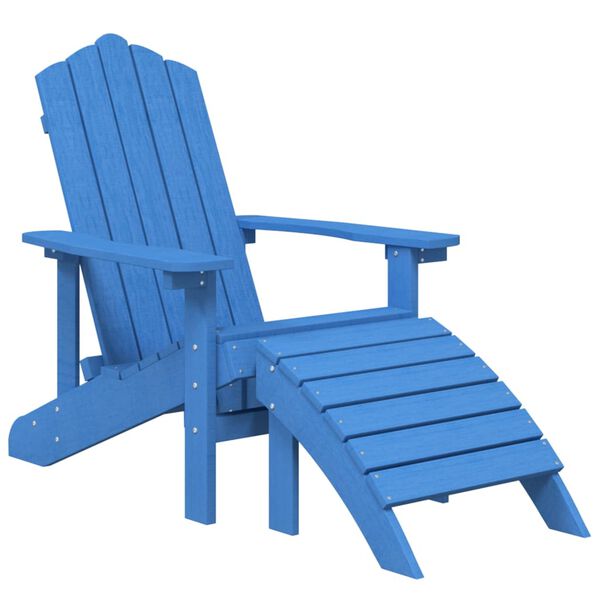 vidaXL Chaises de jardin Adirondack lot de 2 repose-pieds PEHD Bleu