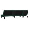 vidaXL Canap&eacute;-lit en forme de L vert fonc&eacute; 255x140x70 cm velours