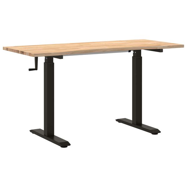 vidaXL Bureau Noir et naturel 140 x 60 cm Bois de ch&ecirc;ne massif