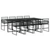 vidaXL Ensemble &agrave; manger de jardin 9 pcs Noir R&eacute;sine tress&eacute;e