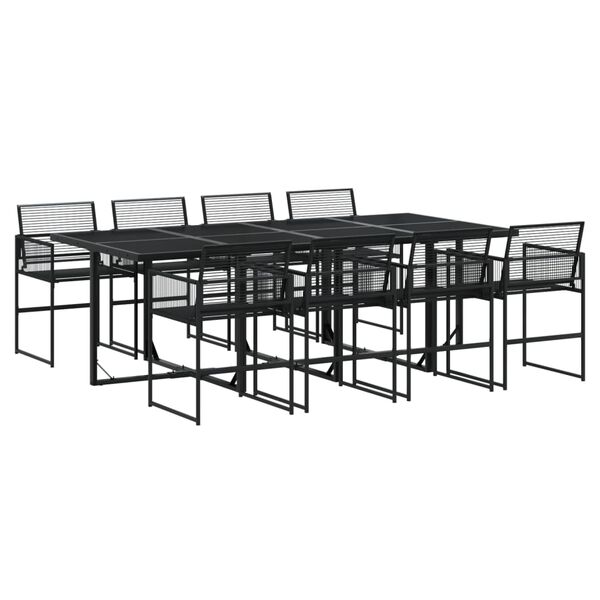 vidaXL Ensemble &agrave; manger de jardin 9 pcs Noir R&eacute;sine tress&eacute;e