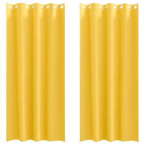 vidaXL Rideaux occultants avec anneaux 2 pc Jaune moutarde Polyester