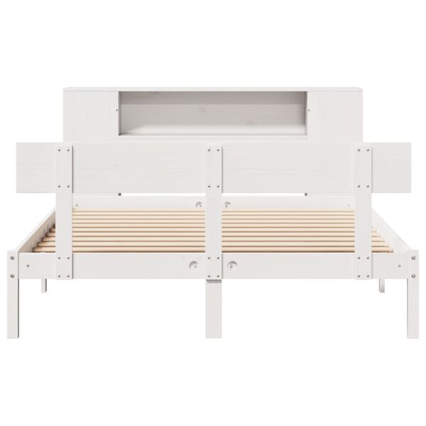 vidaXL Lit biblioth&egrave;que sans matelas blanc 120x190 cm bois pin massif