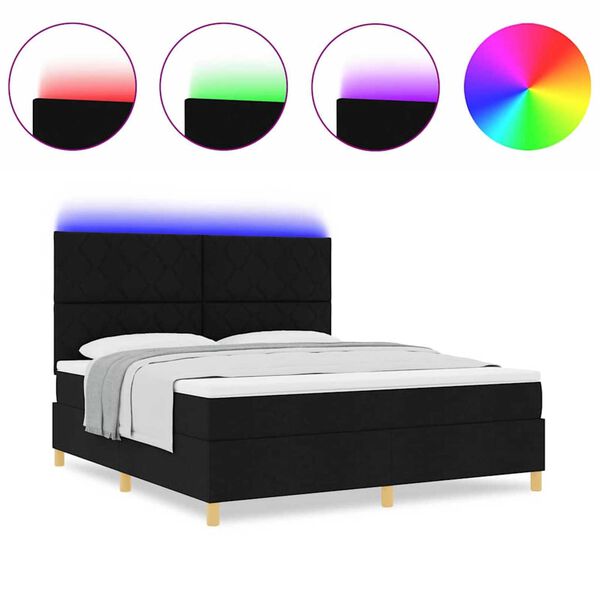 vidaXL Lit &agrave; ressorts avec matelas Noir 180 x 200 cm tissu