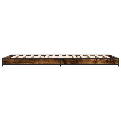 vidaXL Cadre de lit chêne fumé 75x190 cm bois d'ingénierie et métal