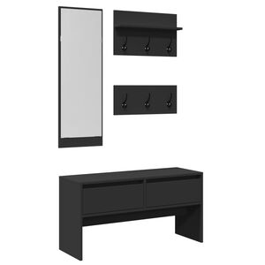 vidaXL Ensemble de meubles de couloir 4 pcs noir bois d'ing&eacute;nierie