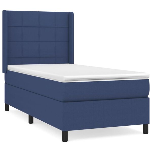 vidaXL Sommier &agrave; lattes de lit avec matelas Bleu 80x200 cm Tissu