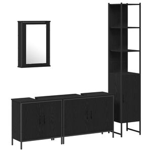 vidaXL Ensemble de mobilier de salle de bain 4 pi&egrave;ces Noir