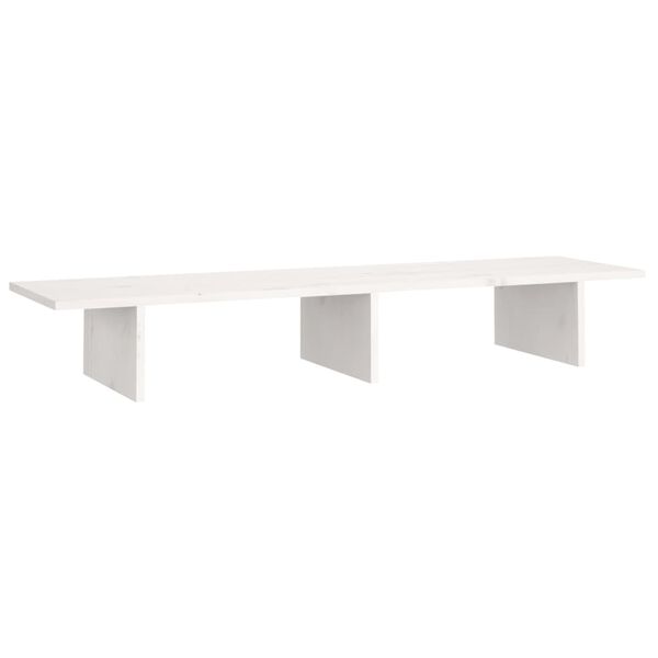 vidaXL Support de moniteur Blanc 100x27x15 cm Bois de pin solide