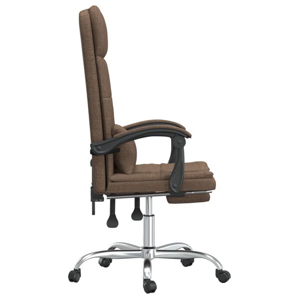 vidaXL Fauteuil de massage inclinable de bureau Marron Tissu